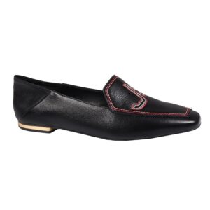Loafer Preto Logomania em Couro