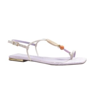 Rasteira Salomé Off White com Pedrarias