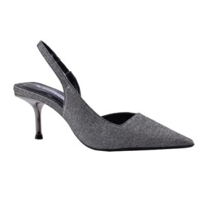 Slingback Lurex Grafite com Salto Fino